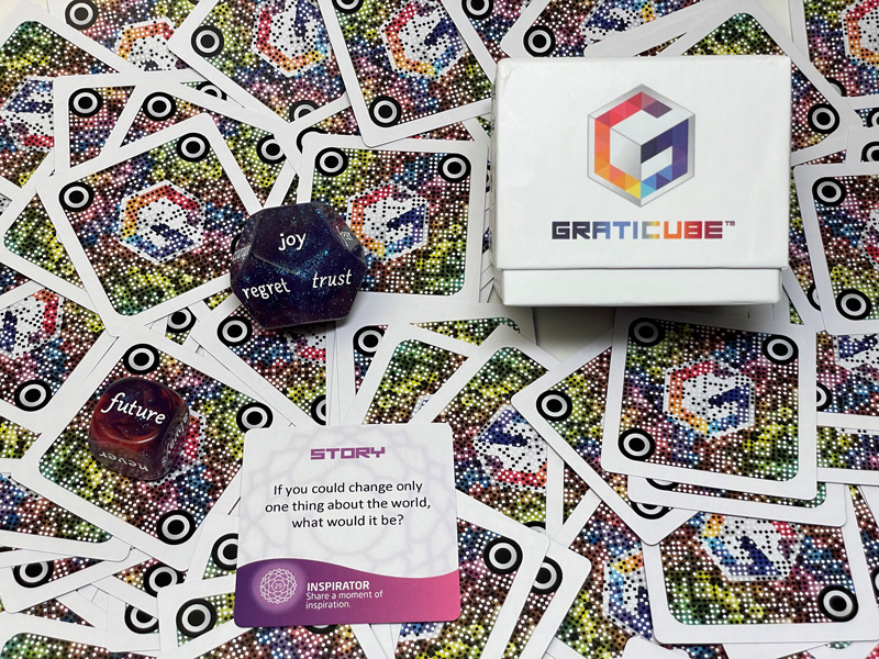Cards, dice and game box